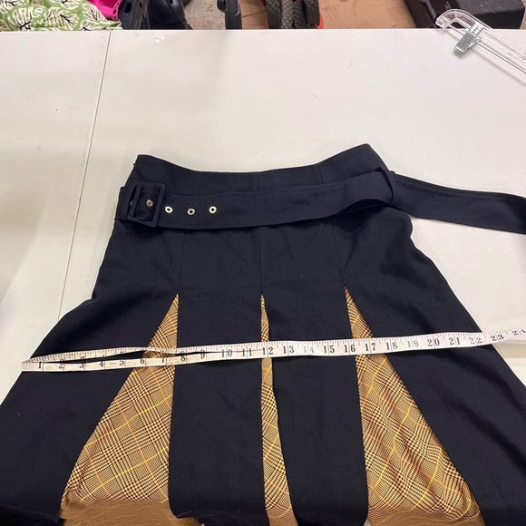 rokh Navy Scarf Insert Skirt Pleated Asymmetrical Midi - Picture 12 of 16